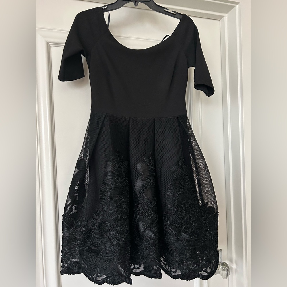 Aqua Black Fit and Flare Cocktail Dress